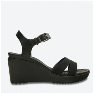 Crocs Women's Leigh II Ankle Strap Wedge sandals black sz 9 new
